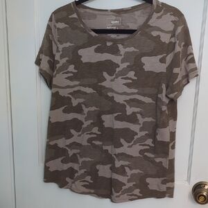 Sonoma Sz L The Everyday Tee Women's Camouflage Top - Green and Grey